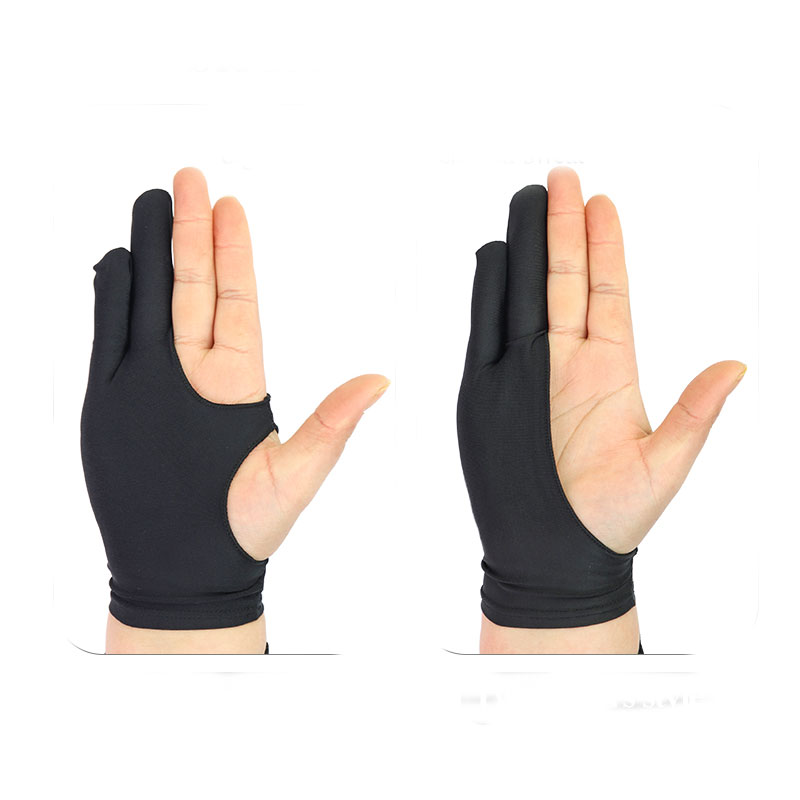 Mikailan Xs/s/m/l Black Artist Glove Two Finger Drawing Glove Anti-fouling Reduce Friction Great For Right & Left Hand